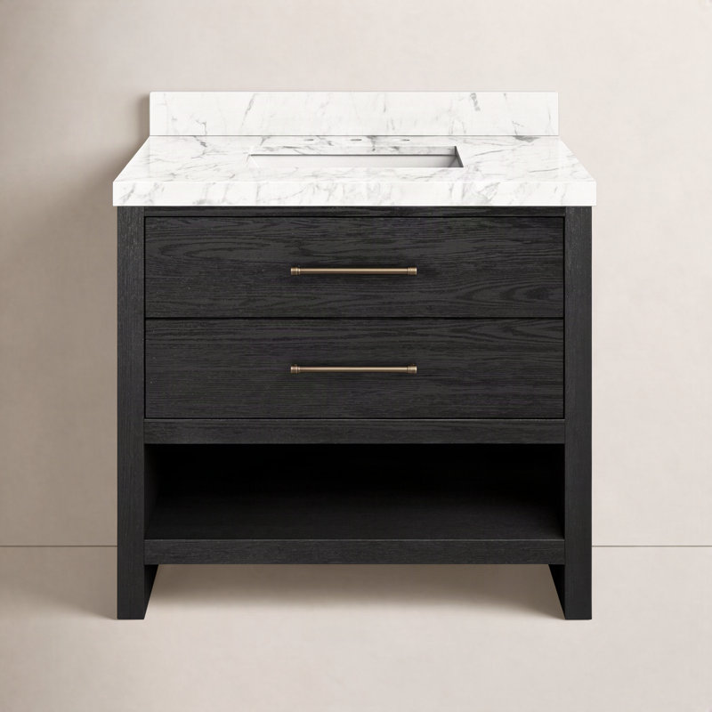 Anthem Single Vanity-Carrara Marble, Black