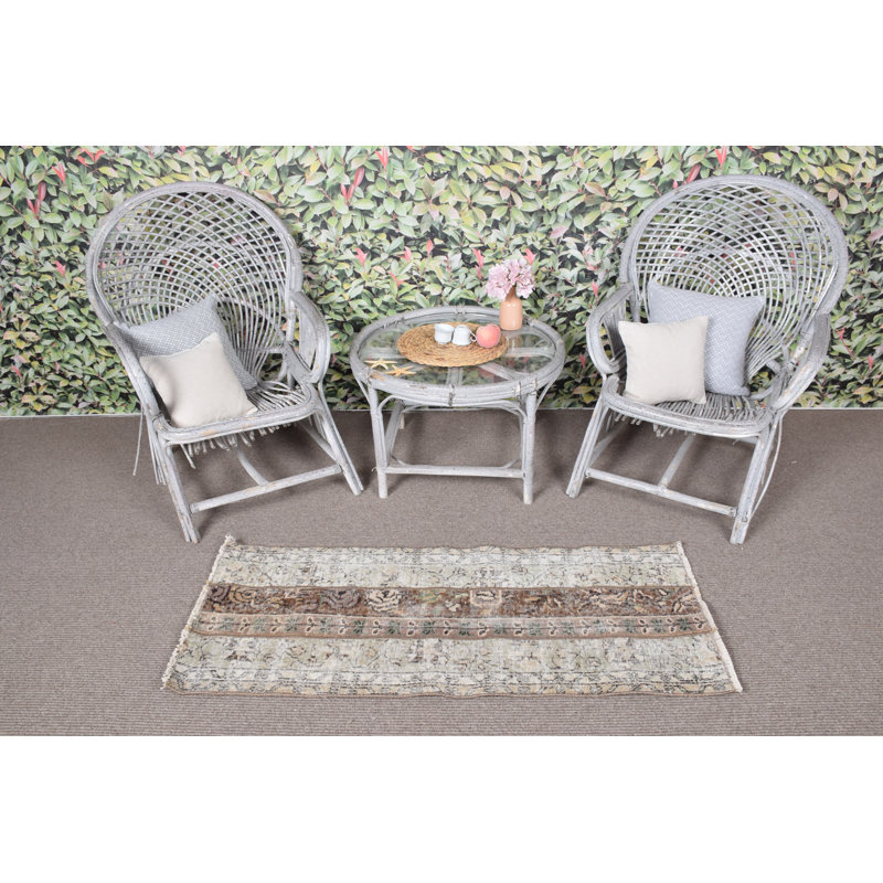 Handwoven Turkish Rug in Neutral Colors with Ornate Bohemian Patterns for Unique Home Decor