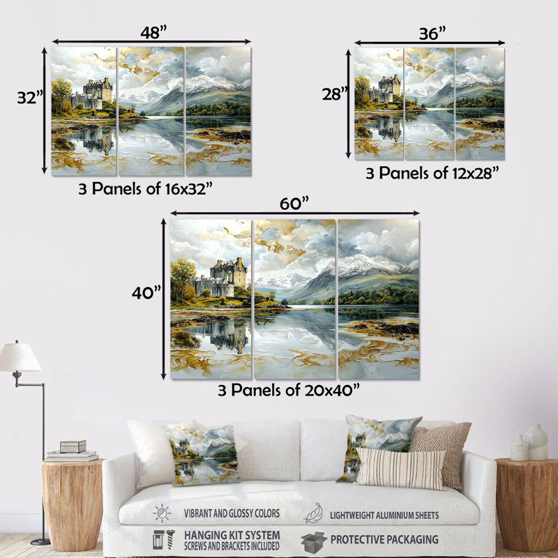 Ensemble de salon Eilean Donan, Métal métal, H 40 po x l 60 po x P 1 po