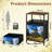 2 Drawers Nightstand with Charging Station, Bedroom Nightstand with USB Ports &amp; Outlets Open Shelf Black, night stand with Tower Golden Prairie Pine Trees under Blue Sky Print