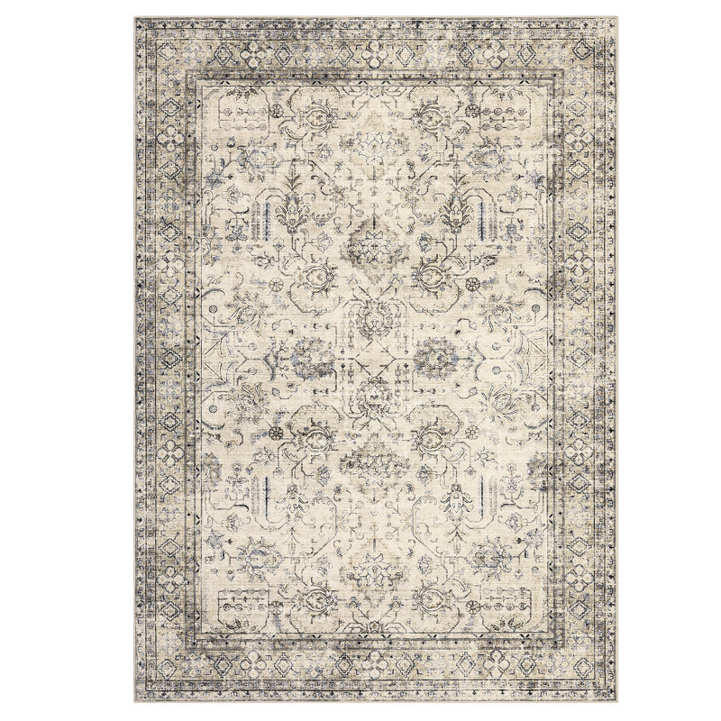 Vintage Area Rug 6x9 Non Slip Washable Rugs Traditional Distressed Retro Carpet Retro Floral Mat for Dining Room Bathroom Kitchen