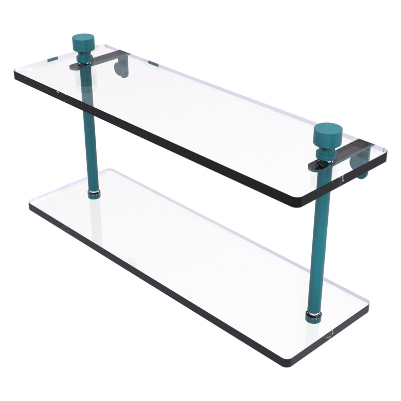 Tablette flottante 2 pièces Foxtrot, H 8 po x l 16 po x P 5 po, Bleu sarcelle Glokzin