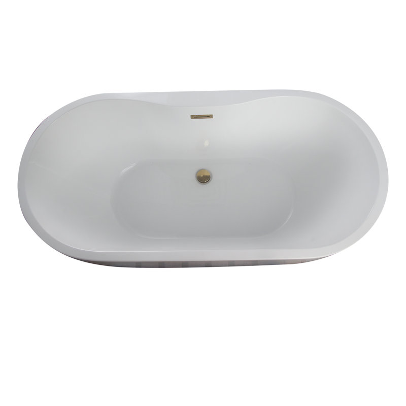 Pilar 65'' x 29.5'' Soaking Acrylic Bathtub, Polished Brass