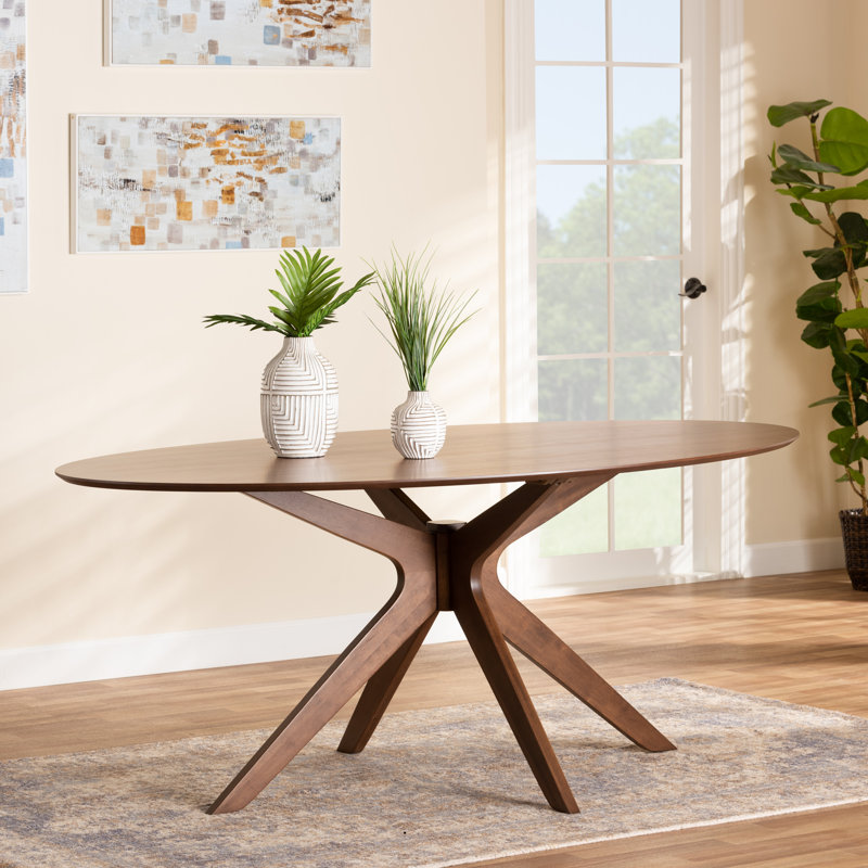 Oval Solid Wood Base Dining Table