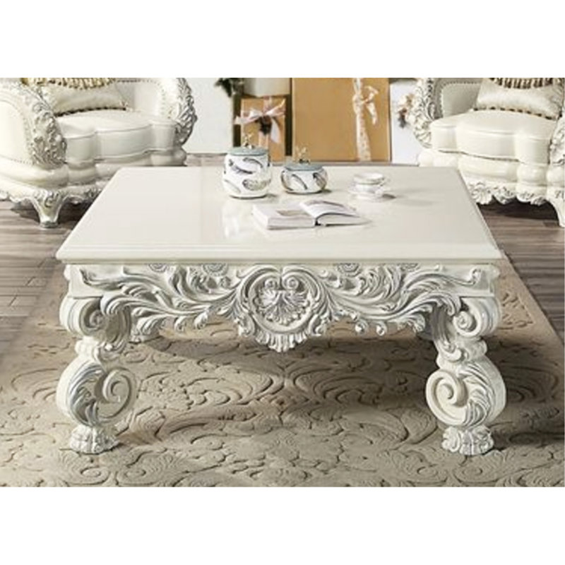 Antique White Finish Coffee Table