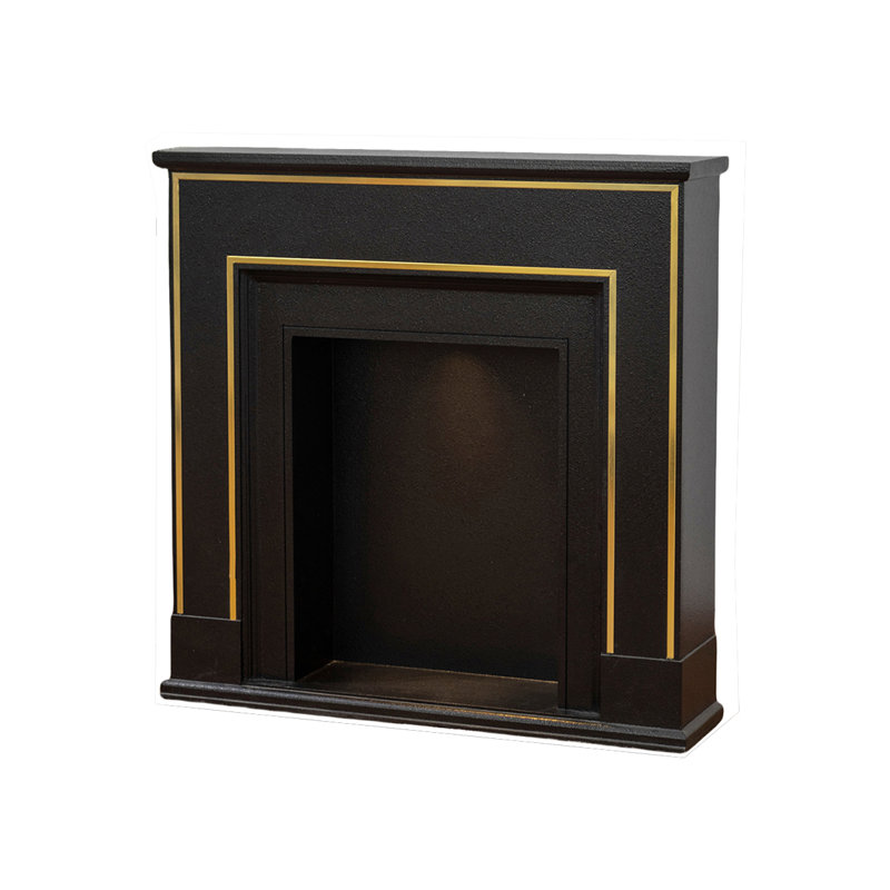 Manufactured Wood Freestanding Fireplace, 47.24" H x 43.31" W x 9.45" D, Black