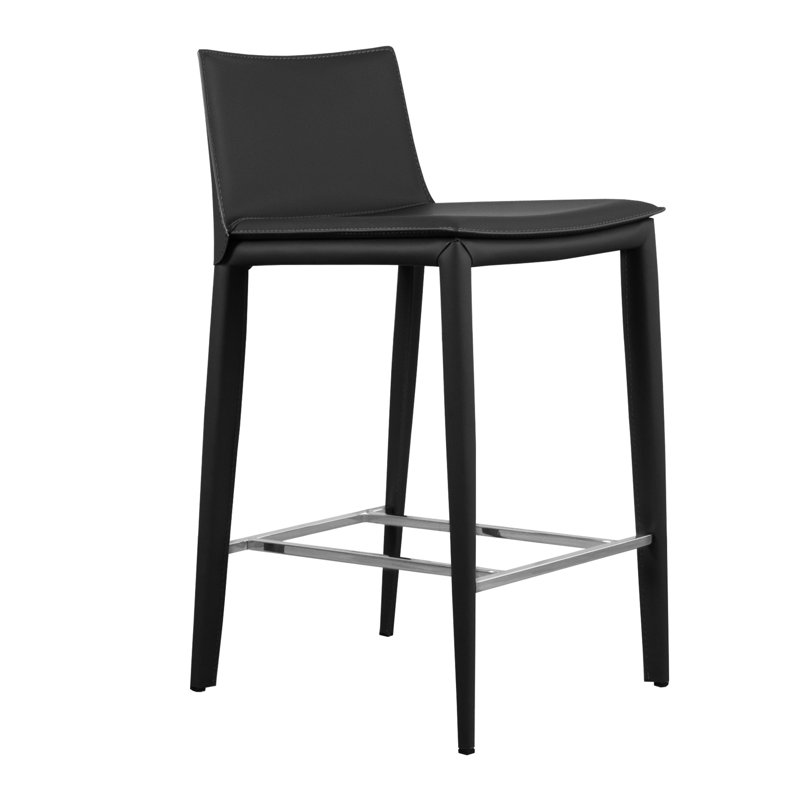 Holleman Leather 25.5" Counter Stool, Black