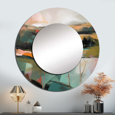 Green And Pink Transcending Reality - Abstract Round Mirror Wall Decor_MTMIR62014