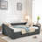 Upholstered Tufted Daybed With Drawers, Copper Nail Decoration And Waved Shape Arms-832098979
