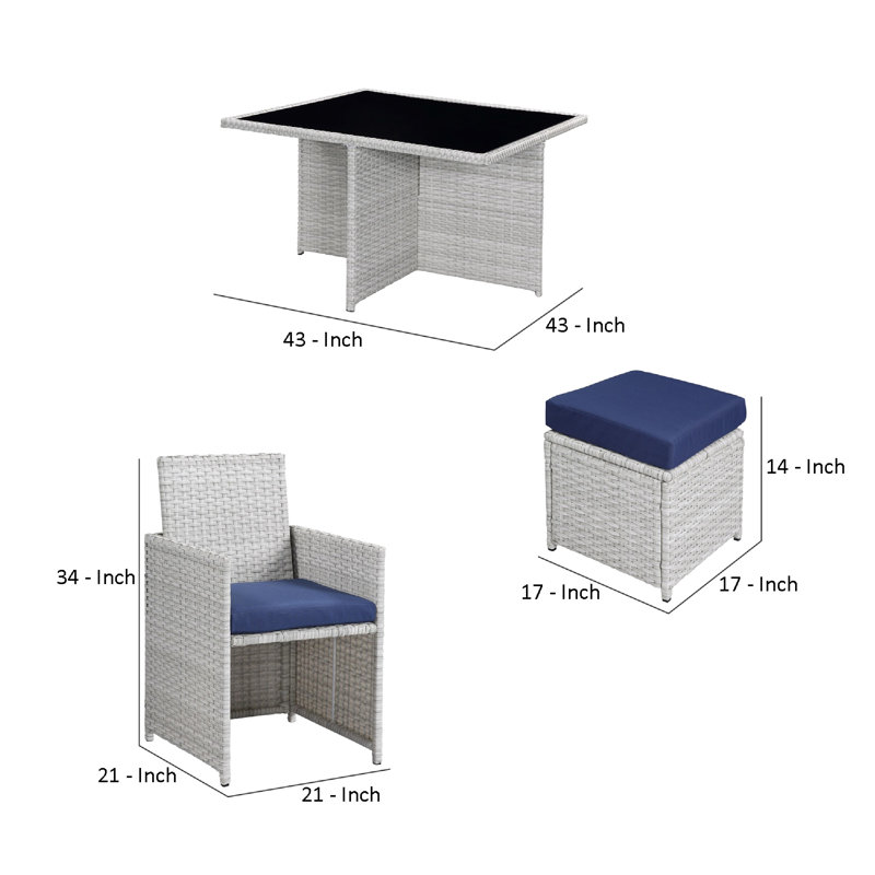 Ensemble de patio 9 pièces en rotin avec coussins 9 pièces