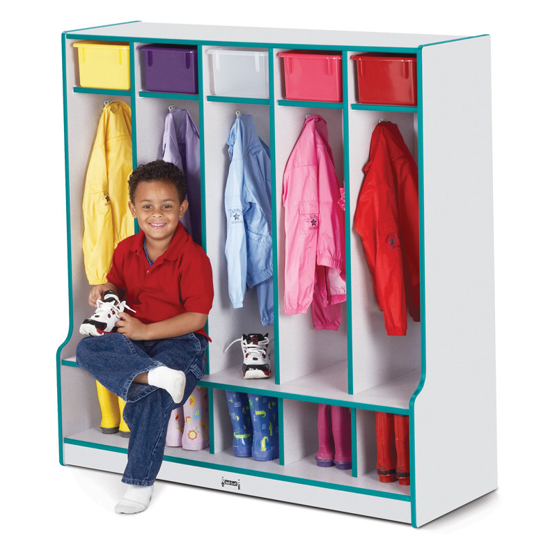 Rainbow Accents® 5 Section Coat Locker with Step, Teal