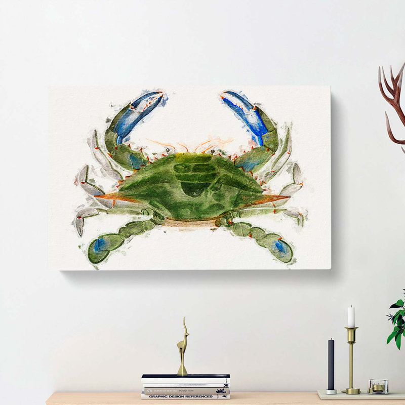 Green and Blue Crab by J.E. De Kay - Wrapped Canvas, 50cm H x 76cm W x 3cm D