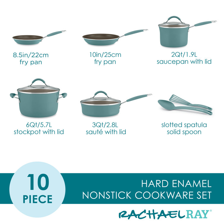 Rachael Ray 15-Piece Hard Enamel Aluminum Nonstick Cookware Set