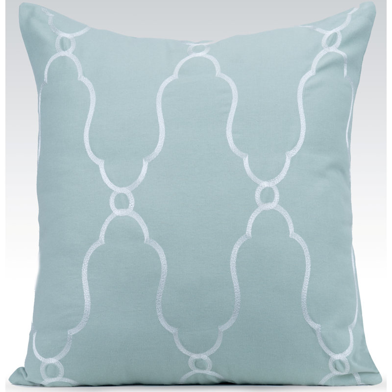 Viola Embroidered Feather Throw Pillow, Charlotte Blue