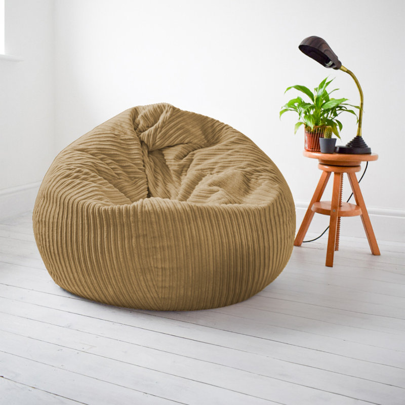 rucomfy Beanbags Large Corduroy Slouchbag - Plush Bean Bag Chair for Adults, Teens and Kids - Home Furniture Seating for Living Room or Bedroom - Machine Washable 80cm x 110cm