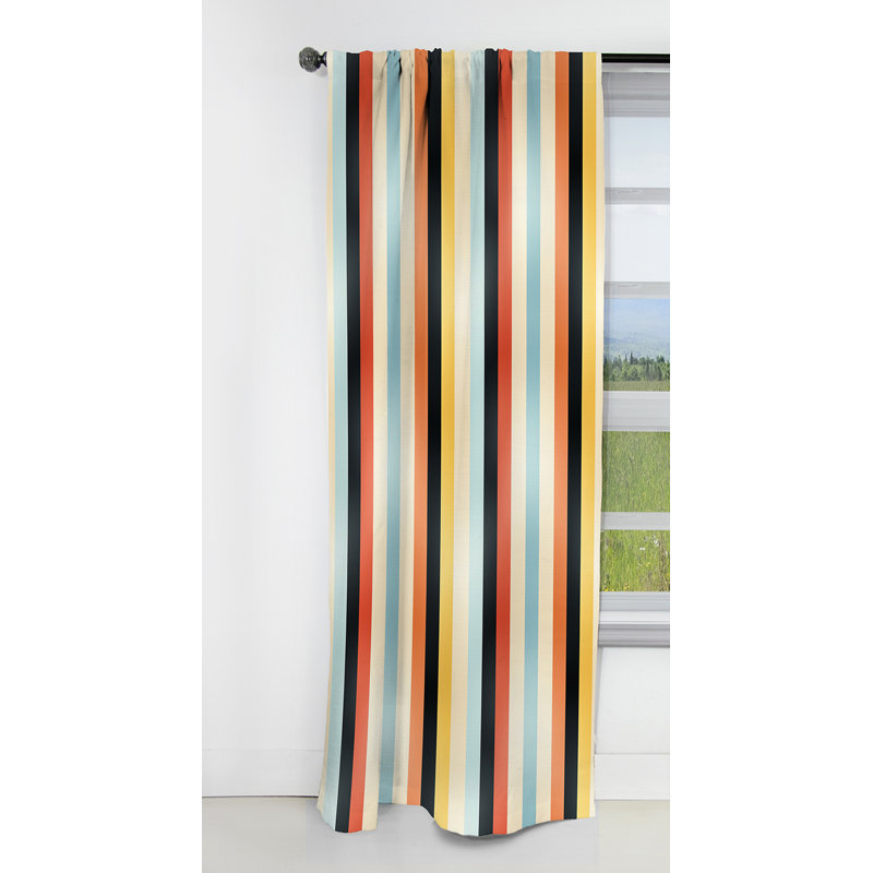 Retro Revival Striped Motif II - Rideau à rayures - Rideau occultant à rayures - 1 panneaux, L 52 po x L 90 po