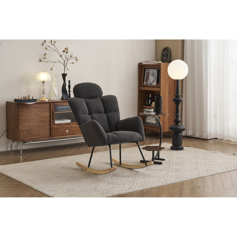 Chaise berçante avec dossier haut Yisroel, Gris foncé