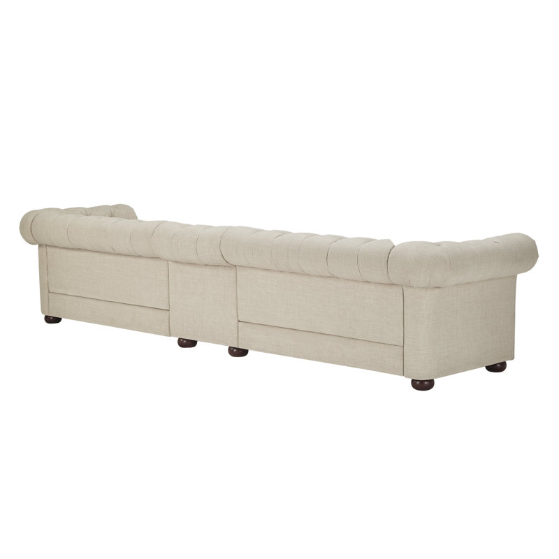 Huskins Upholstered 164.8'' Sofa, Heathered Beige Linen