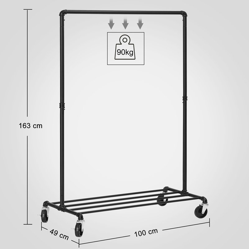 Mccourt 100cm Rolling Clothing Rack