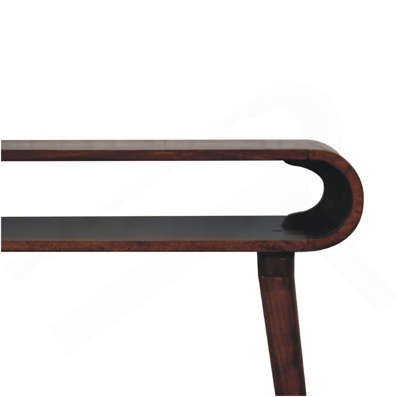 Console en bois de style nordique Amaya, rangement ouvert, châtaignier, brun foncé