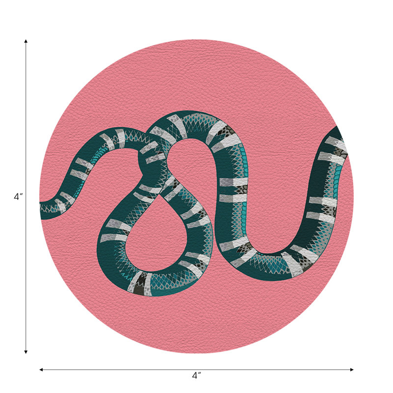 Sous-verres ronds en cuir Serpent, Rose