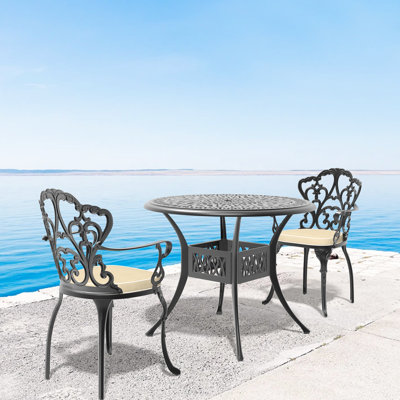 All-Weather Cast Aluminum Patio Furniture With Cushion - Black Cushions
