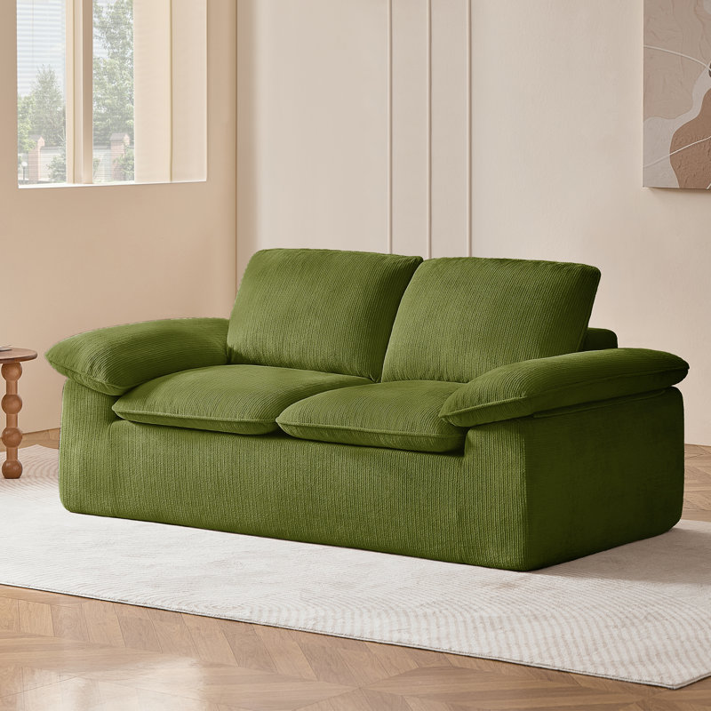 Canapé 74,8 po sans os, canapé 2 places avec coussins amovibles, canapé en chenille pour salon, Green Chenille