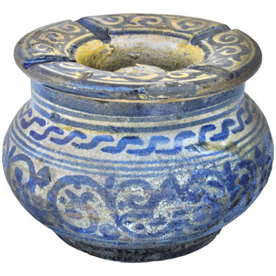 Cendrier en céramique marocain antique fait à la main avec bleus