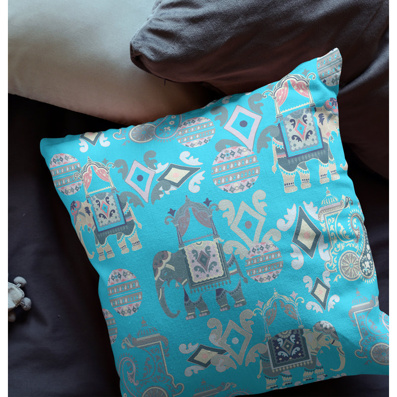 Reversible Pillow Insert, 20" x 20", Zipper, Bright Blue/Grey