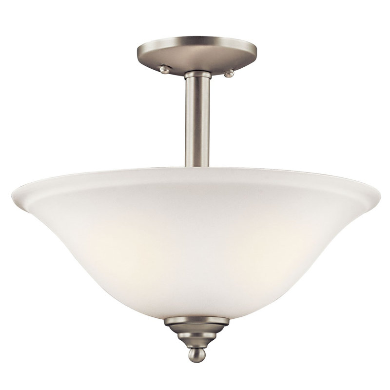 Plafonnier semi-encastré 2 lumières 15 po Scaggs, Nickel brossé
