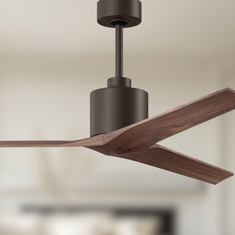 Mollywood - 42" Ceiling Fan - Textured Bronze Finish - Matte Black Blades, 60", Textured Bronze, Walnut