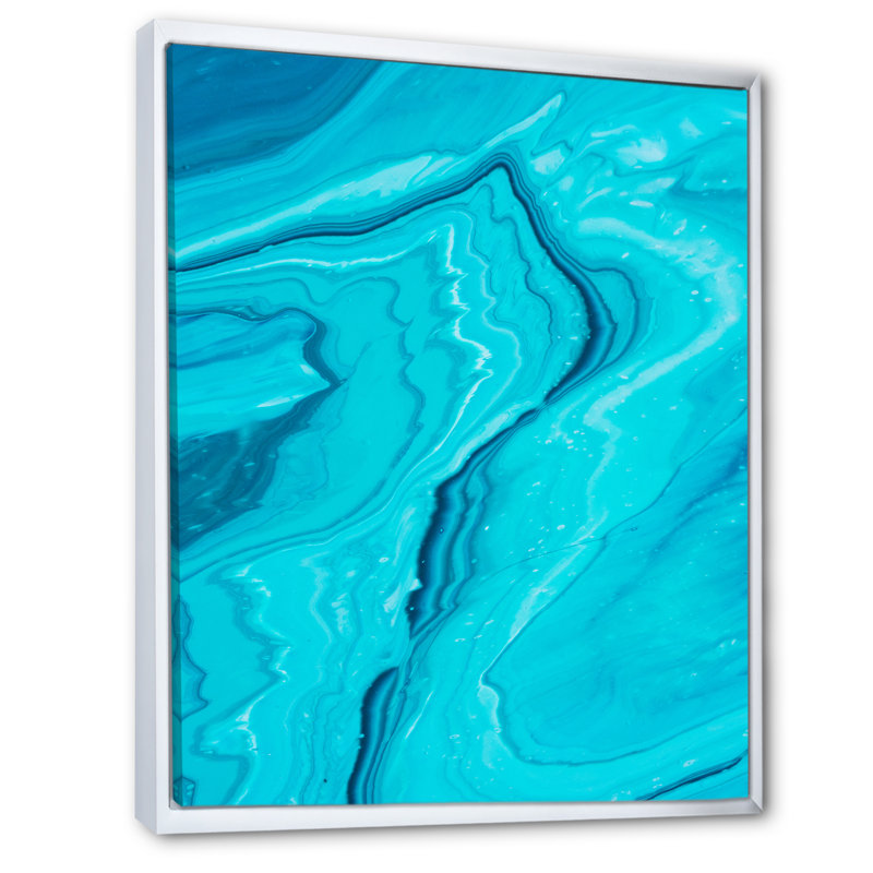 «Luxury Turquoise Marble River VII», reproduction d'art moderne sur toile, H 30 po x l 40 po x P 1,5 po