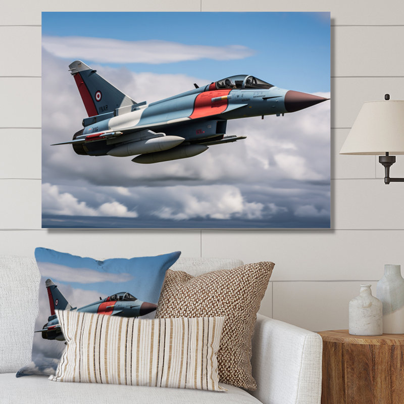 Avion de chasse militaire II sur toile, Toile tendue, H 30 po x l 40 po x P 1,5 po