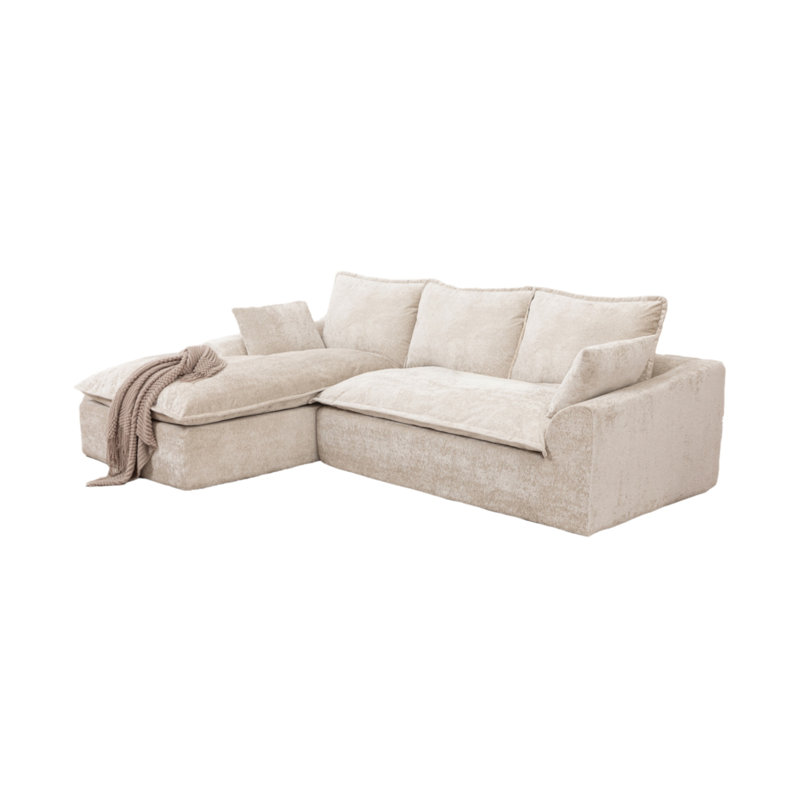 Canapé modulaire moderne sans os de 103 pouces, Chenille blanche