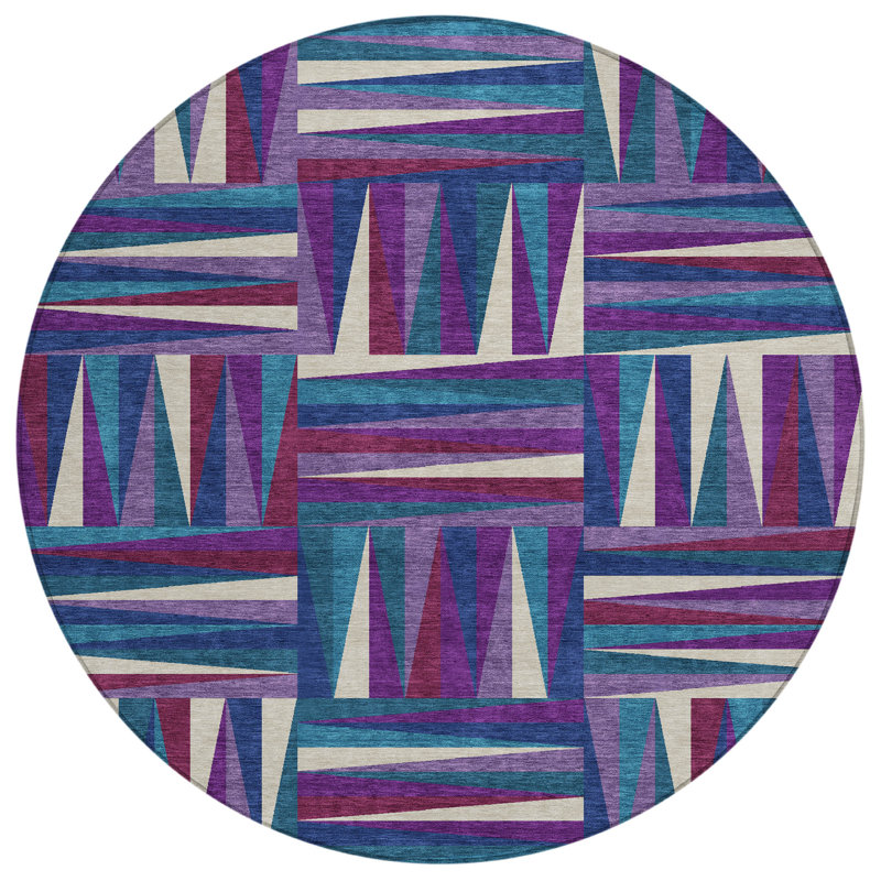 Azura Purple Washable Indoor-Outdoor Rug - , 2'3" x 7'6"