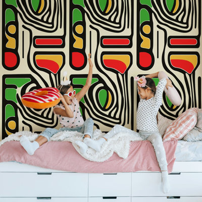 Retro Pop Abstract Wallpaper Wall Mural | Bold Colourful Decor