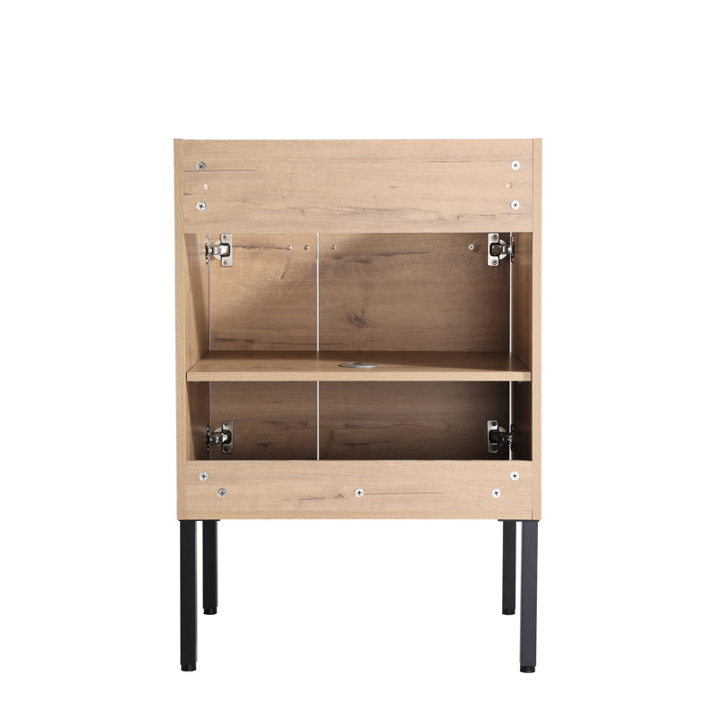 Armoire de meuble-lavabo 24 po avec charnière de porte souple silencieuse et rangement supplémentaire autoportant 24 po avec intérieur spacieux à fermeture silencieuse