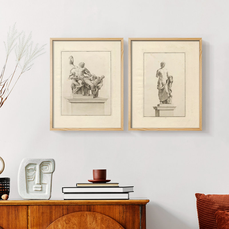 "Croquis rétro III", 2 pièces, Naturel, H 14 po x l 22 po