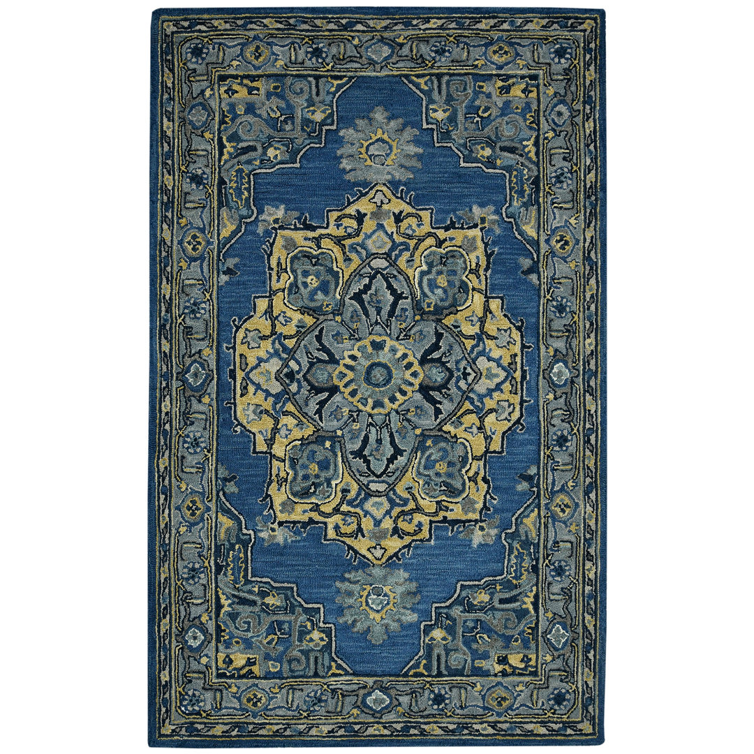 Shidler Oriental Handmade Tufted Wool Steel Blue Area Rug Bungalow Rose Rug 