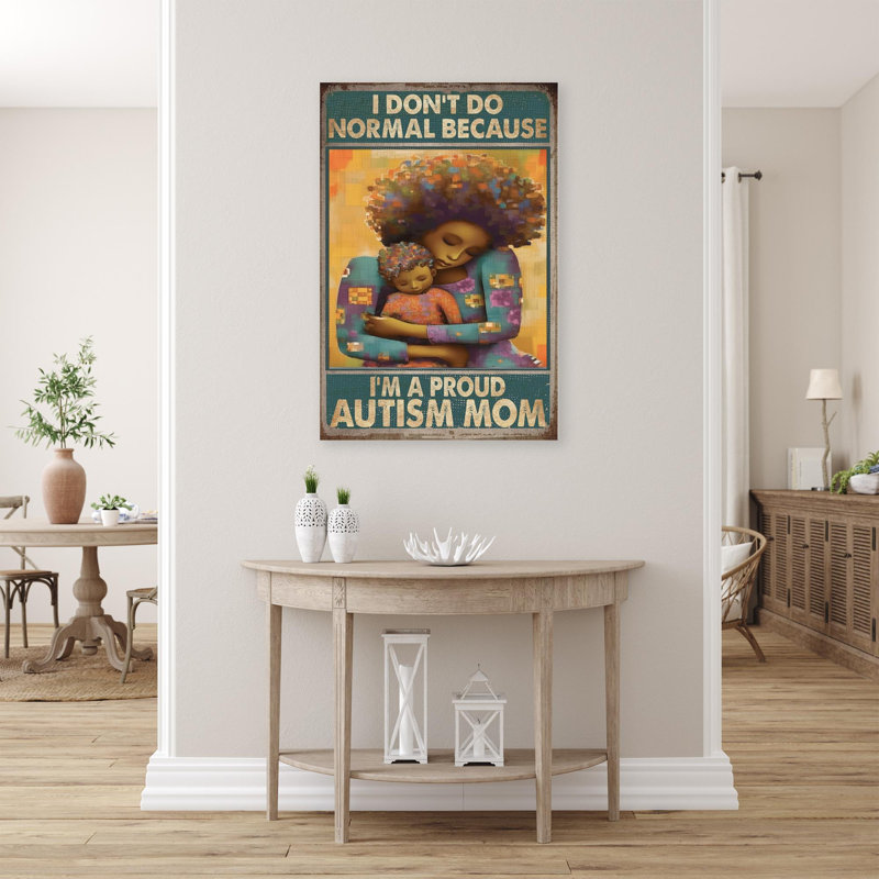 Im Im Proud Autism Mom - 1 pièce, impression rectangulaire Im A Proud Autism Mom sur toile, H 36 po x l 24 po x P 1,25 po