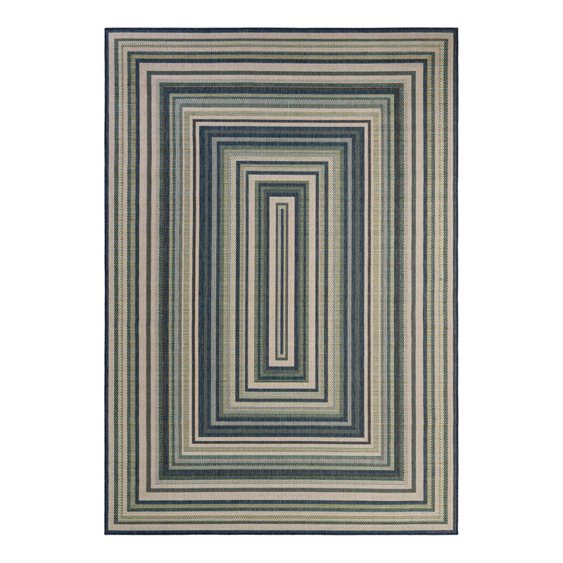 Tavion Geometric Blue/Gray/Green Indoor / Outdoor Area Rug, Rectangle 7'10" x 11'