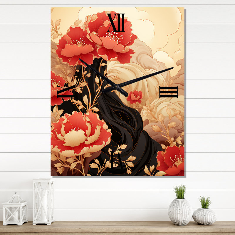 Red Chrysanthemums On Branch, Petit