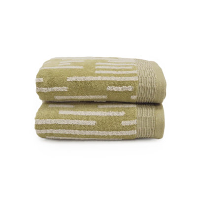 100% Cotton Striped Hand Towels - Set of 2