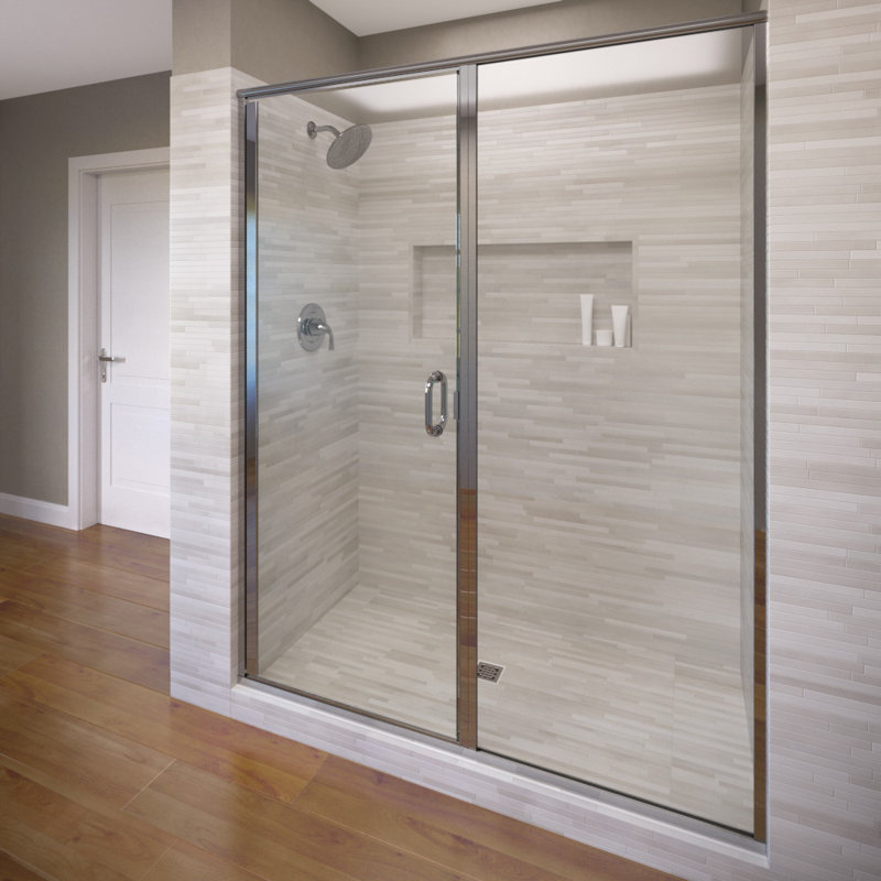 Porte de douche encadrée l 46 "x H 72,13" Infinity, Argent argent, Transparent AquaGlideXP