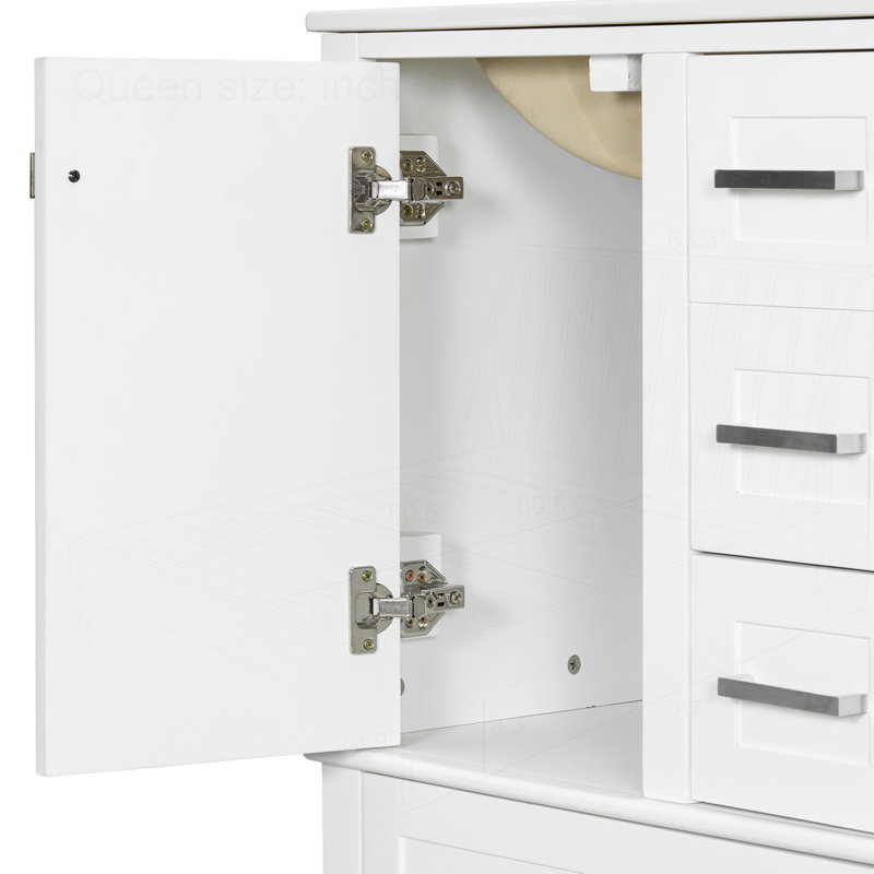 Meuble-lavabo 24,8 po avec lavabo en céramique, Blanc