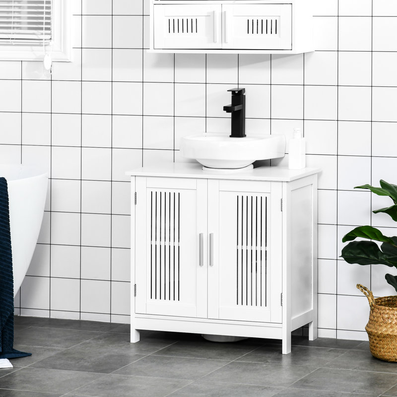 2 Door Under Sink Storage - Bathroom White Space Saving Cabinet Doors