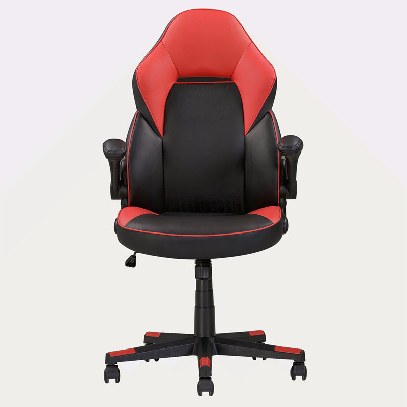 Fauteuil de jeu ergonomique réglable en similicuir, bureau d'ordinateur / chaise de bureau, Rouge / Noir