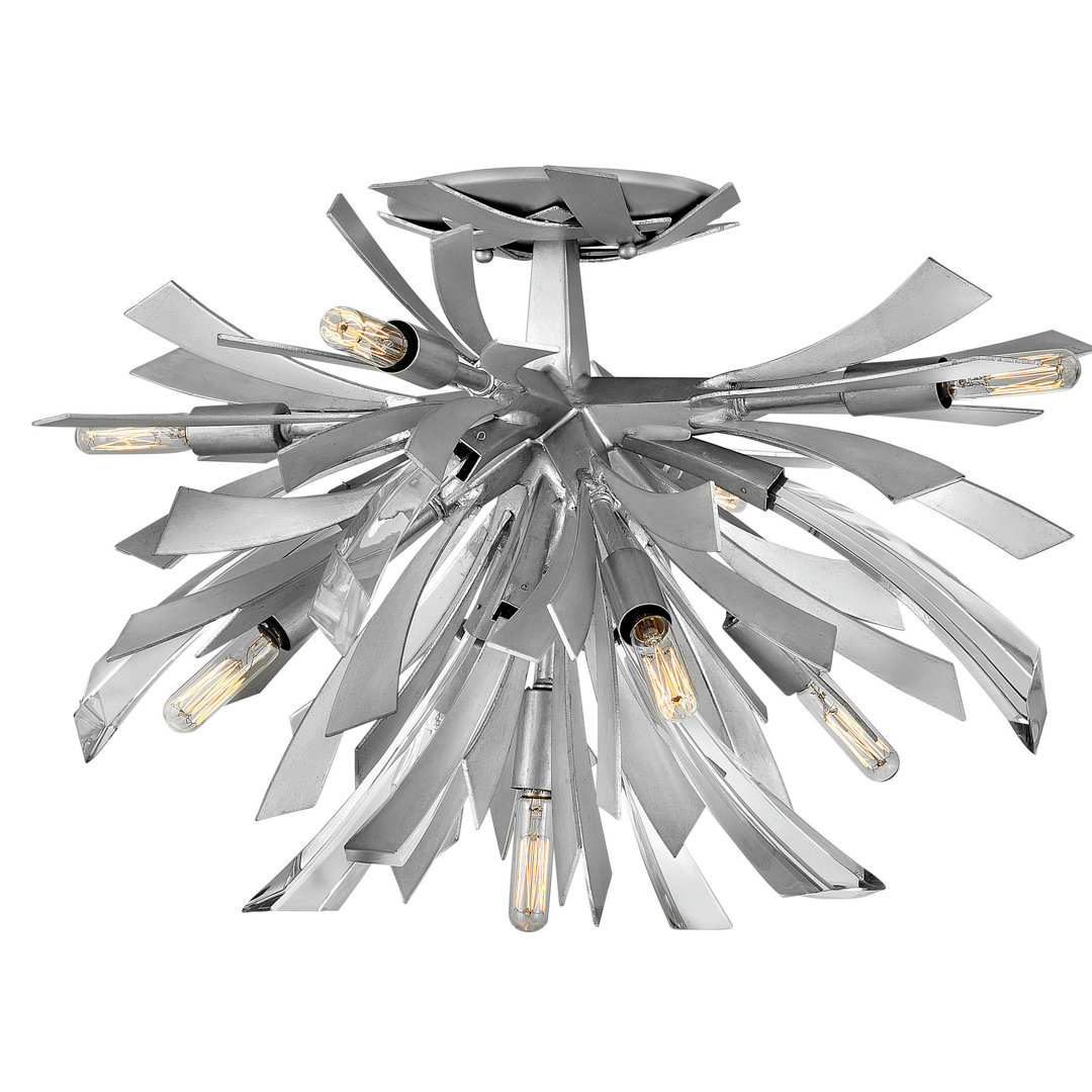 Vida 24" Nine-Light Modern Semi-Flush Mount Ceiling Light w/ Crystal Accents Fredrick Ramond
