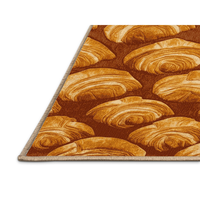 Washable Croissant Desserts Area Rug, Rectangle 6' x 9'