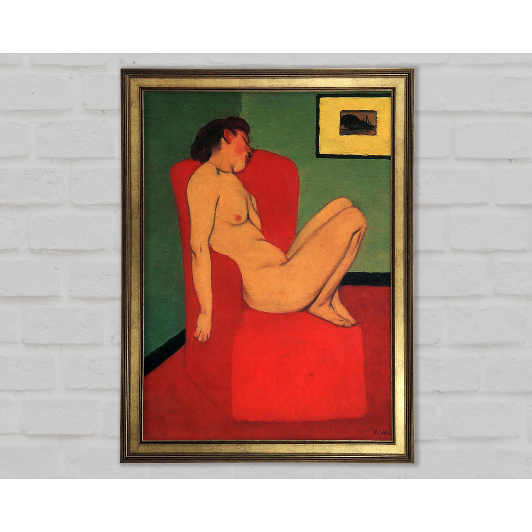 Nude In A Red Armchair von Felix Vallotton - Druck